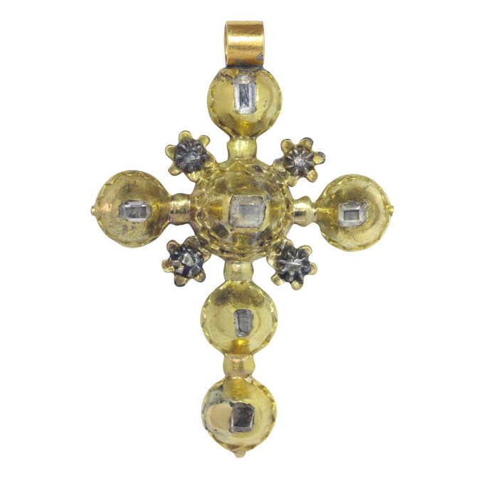 Antique Georgian gold diamond cross with table rose cut diamonds by Artista Desconhecido
