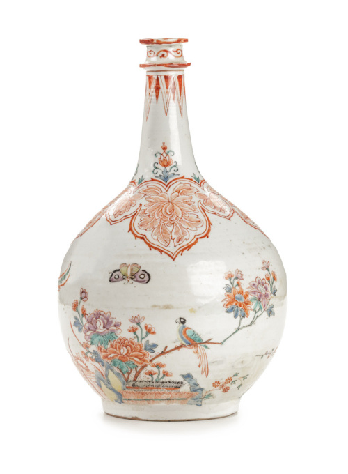 TWO FINE JAPANESE ARITA AMSTERDAM DECORATED OR 'CLOBBERED' BOTTLES by Artista Desconhecido