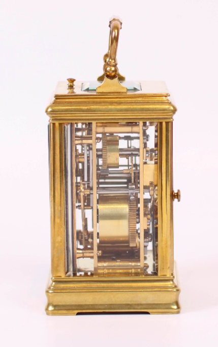 A French brass carriage clock with alarm, circa 1890 by Onbekende Kunstenaar