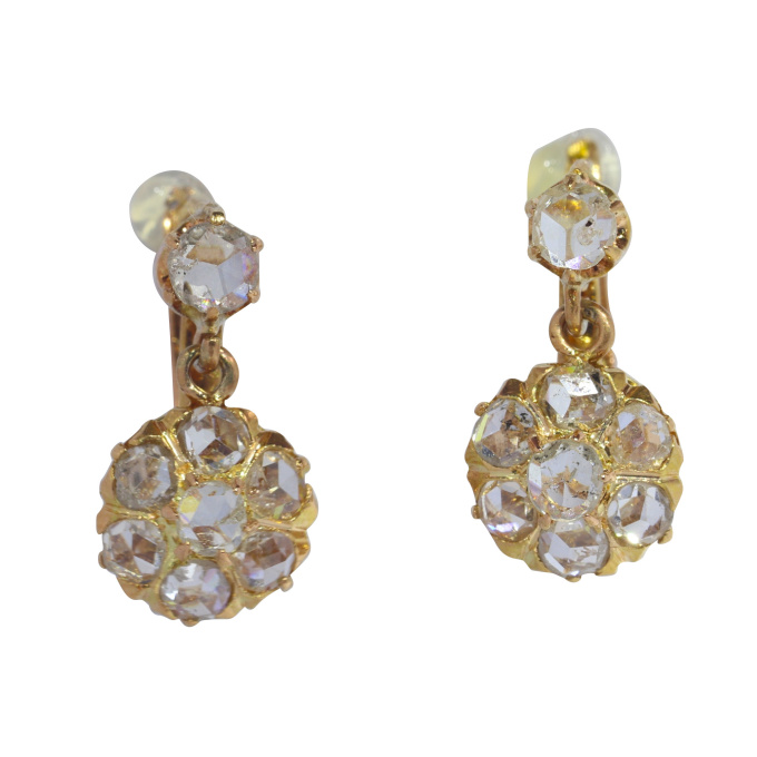 Vintage antique Victorian rose cut diamond earrings by Onbekende Kunstenaar