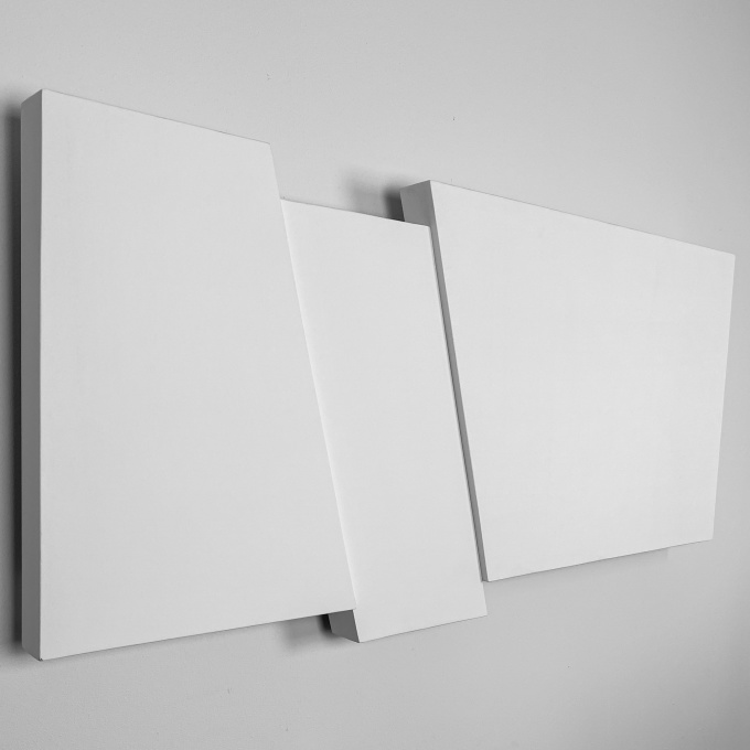 “Relief in white no. 63”, 1981 – painted wood and multiplex by Lars-Erik Falk