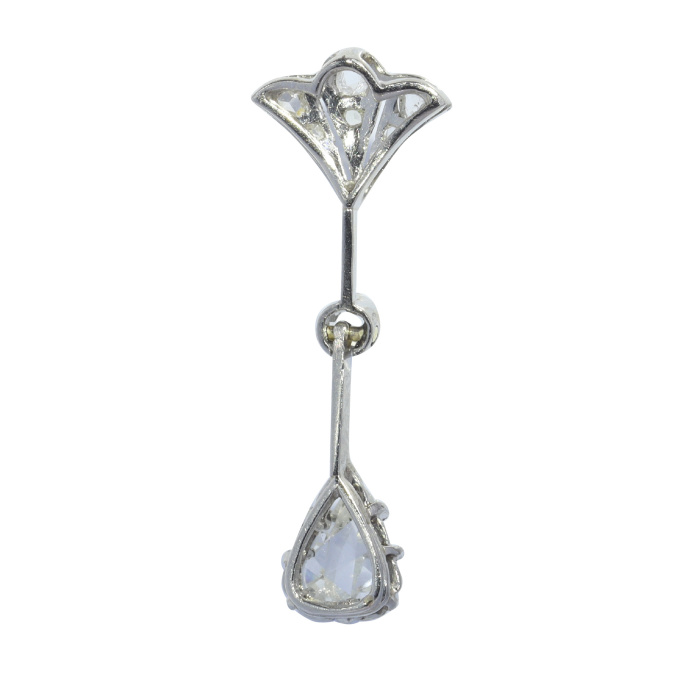 Vintage 1920's Art Deco diamond pendant with large rose cut diamond pear shape by Unknown artist