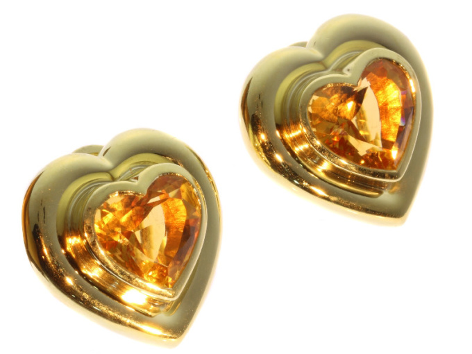 Paloma Picasso for Tiffany & Co Vintage citrine heart shaped earclips by & Co. Tiffany