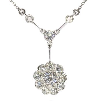 Vintage Art Deco platinum diamond chandelier necklace by Artista Desconocido