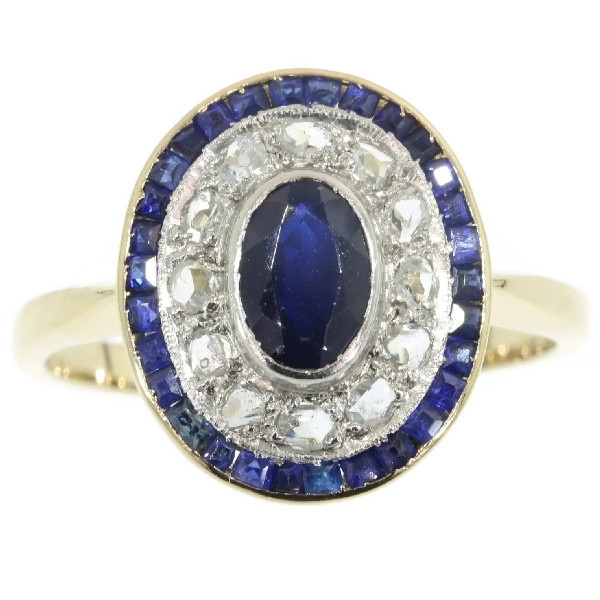 Art Deco diamond and sapphire engagement ring by Unknown Artist