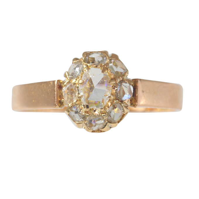Vintage rose gold antique rozet diamond ring with rose cut diamonds by Unbekannter Künstler