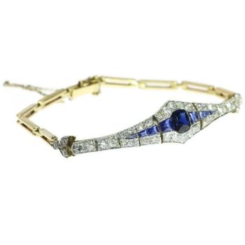 Belle Epoque gold and platinum bracelet with diamonds and sapphires by Artista Desconocido