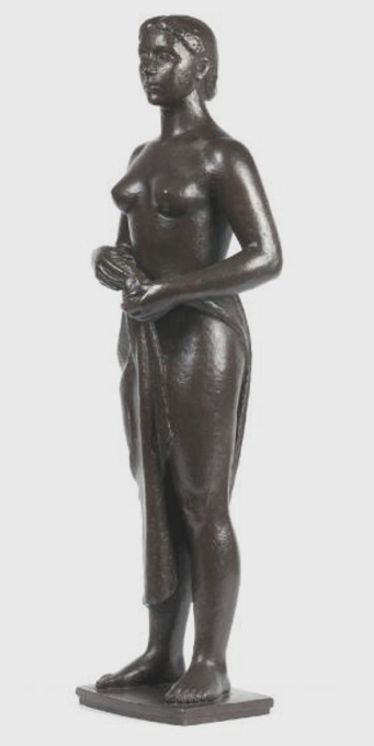 Female nude with drapery by Han Wezelaar