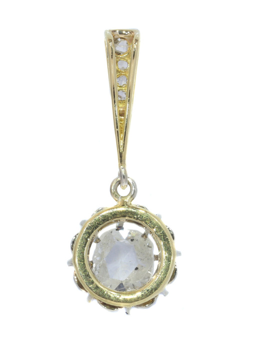 Art Deco diamond pendant with large rose cut diamond by Artiste Inconnu