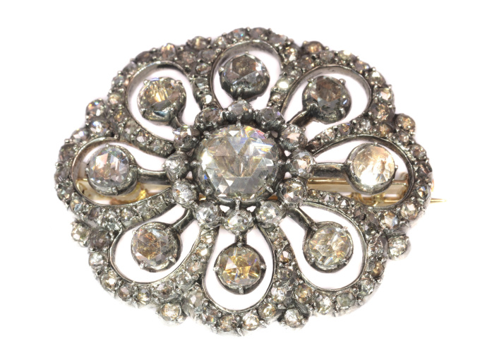 Typical Dutch antique rose cut diamond jewel brooch by Artiste Inconnu