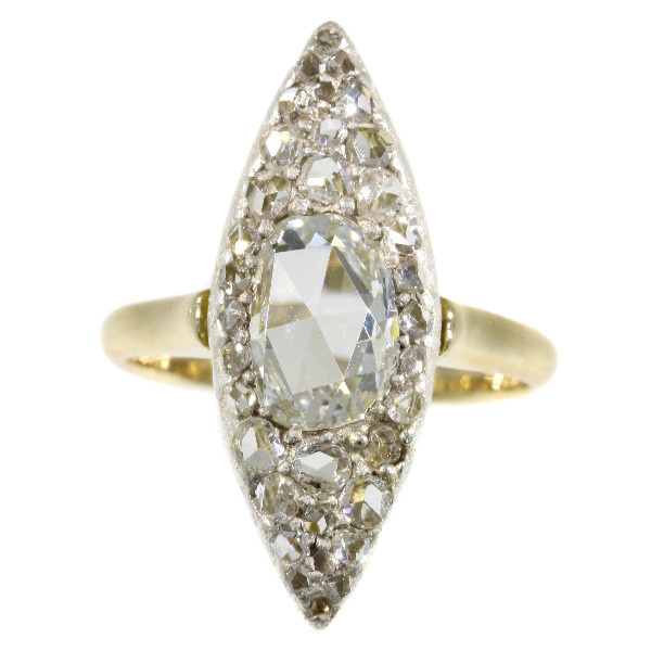 Vintage Belle Epoque navette shaped diamond ring by Artiste Inconnu