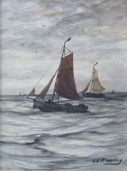Bomschuiten at Sea by Hendrik Willem Mesdag