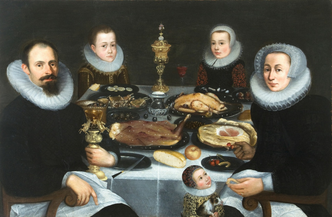 Portrait of a Patrician family by Onbekende Kunstenaar