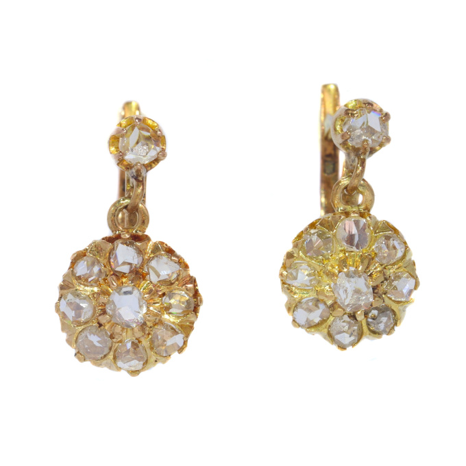 Victorian rose cut diamond earrings by Artista Sconosciuto
