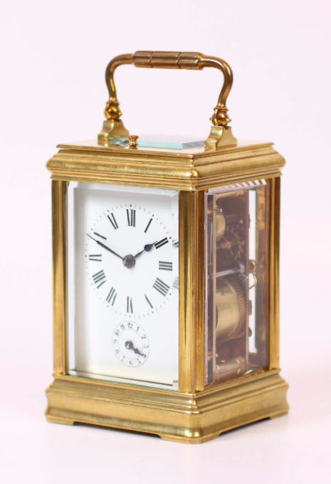 A French brass carriage clock with alarm, circa 1890 by Artiste Inconnu
