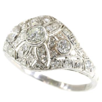 Platinum diamond engagement ring slightly domed by Unknown artist