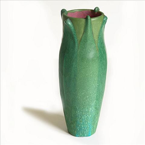 Green vase by Lachenal by Edmund Lachenal