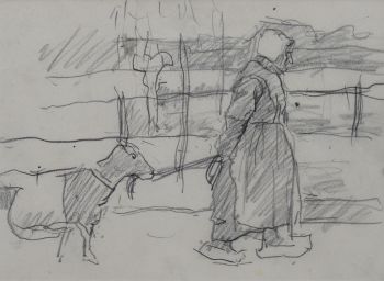 Farmer with goat by Suze Bisschop-Robertson