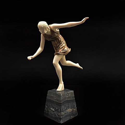 Ivory bronze sculpture art deco  by Pierre le Faguays