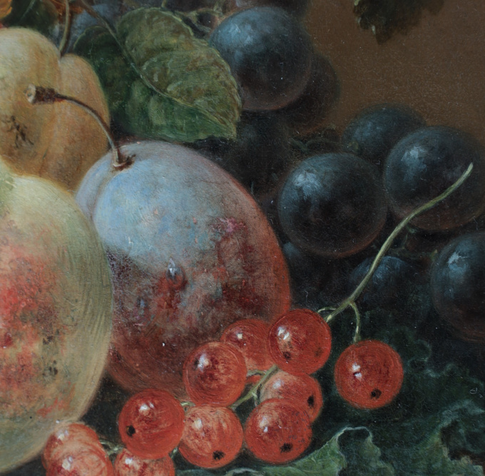 Still life with fruit and flowers – Stilleven met vruchten en bloemen by Maria Geertruida Barbiers
