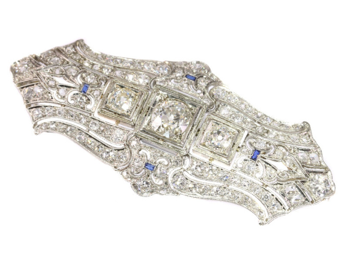 Original Vintage Art Deco diamond platinum brooch by Unbekannter Künstler