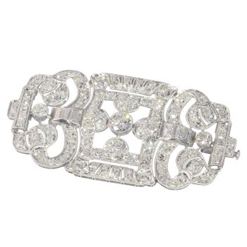 Vintage 1920's Art Deco platinum diamond brooch by Artista Sconosciuto