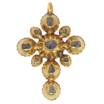 Yellow gold 18th Century Georgian cross with rose cut diamonds by Unknown Artist