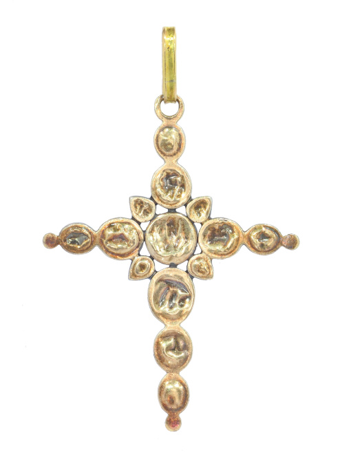 Antique Victorian rose cut diamond cross pendant by Onbekende Kunstenaar