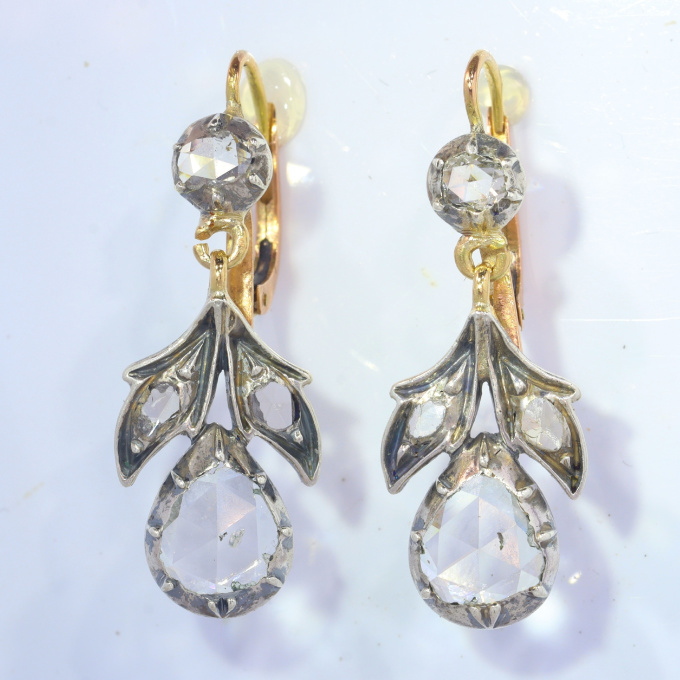 Vintage antique diamond rose cut earrings by Unknown artist