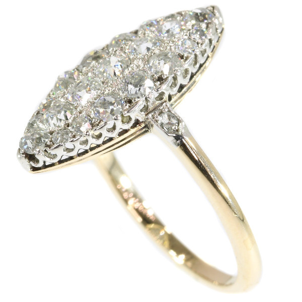 Belle Epoque old mine brilliant cut diamonds engagement ring by Artista Desconhecido