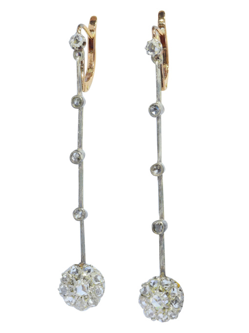 Vintage antique extra long pendent diamond earrings by Artista Desconocido