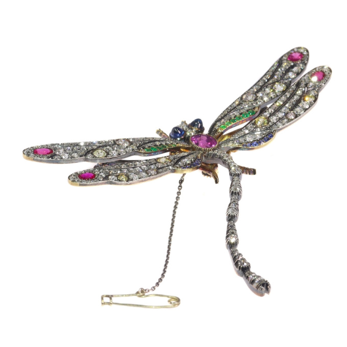 Magnificent Art Nouveau bejeweled dragonfly brooch by Artista Desconhecido