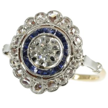 Art Deco diamond and sapphire engagement ring by Unknown artist