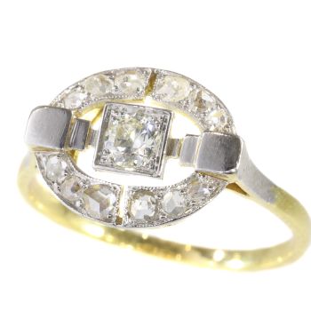 Art Deco diamond ring in two tone gold by Unknown Artist
