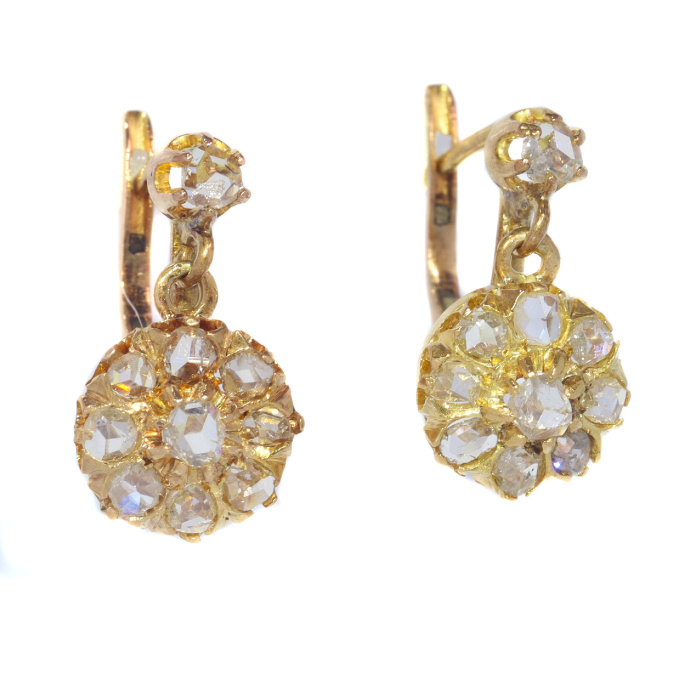 Victorian rose cut diamond earrings by Onbekende Kunstenaar