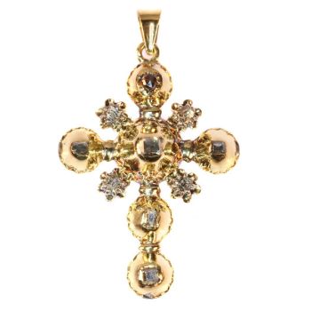 18th Century Antique gold cross table cut rose cut diamonds set by Unknown Artist