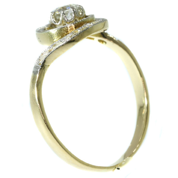 Belle Epoque diamond engagement ring so called tourbillon model or twister by Artiste Inconnu