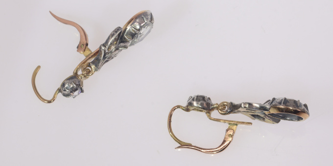 Vintage antique diamond rose cut earrings by Onbekende Kunstenaar