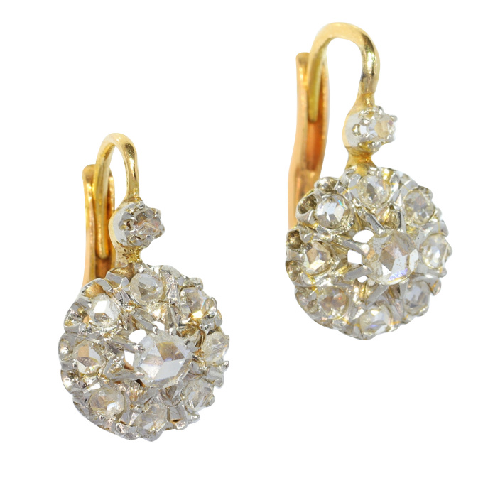 French vintage Belle Epoque Art Deco diamond earrings by Onbekende Kunstenaar