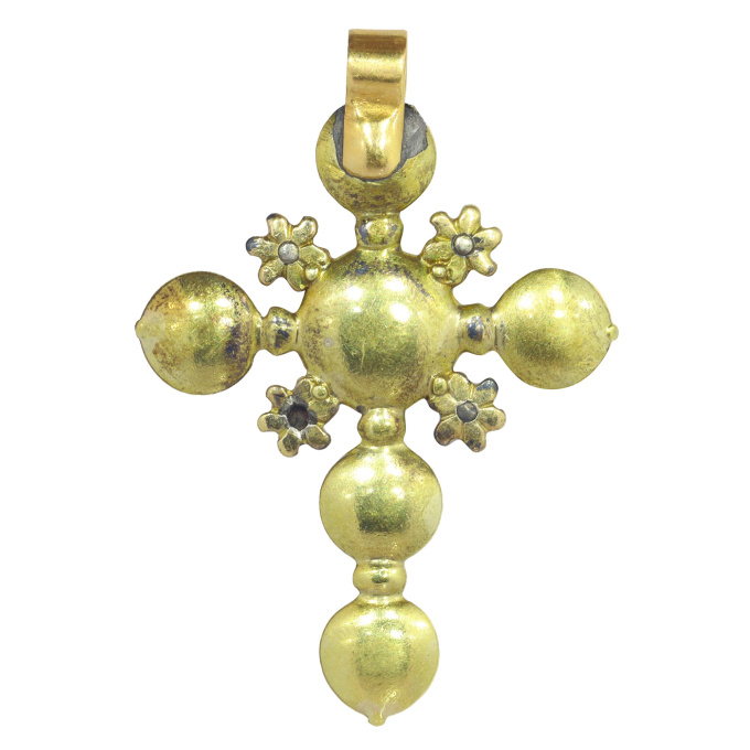 Antique Georgian gold diamond cross with table rose cut diamonds by Artista Sconosciuto