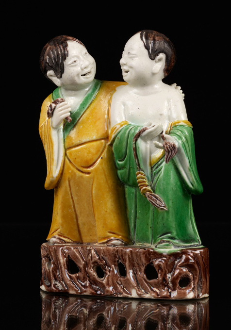 Biscuit Twin Figure Group, China Kangxi by Artista Sconosciuto