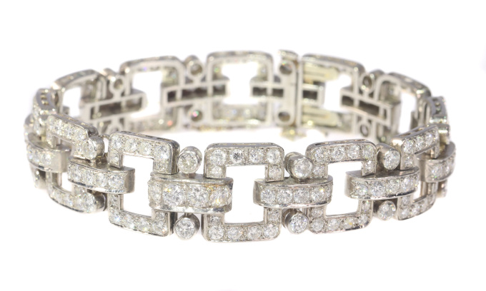 Vintage Fifties Art Deco inspired diamond platinum bracelet by Unknown artist