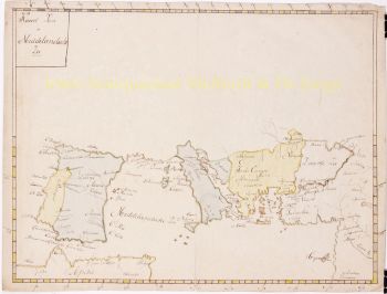 Manuscript map Mediterranean 19th century by Artista Desconocido