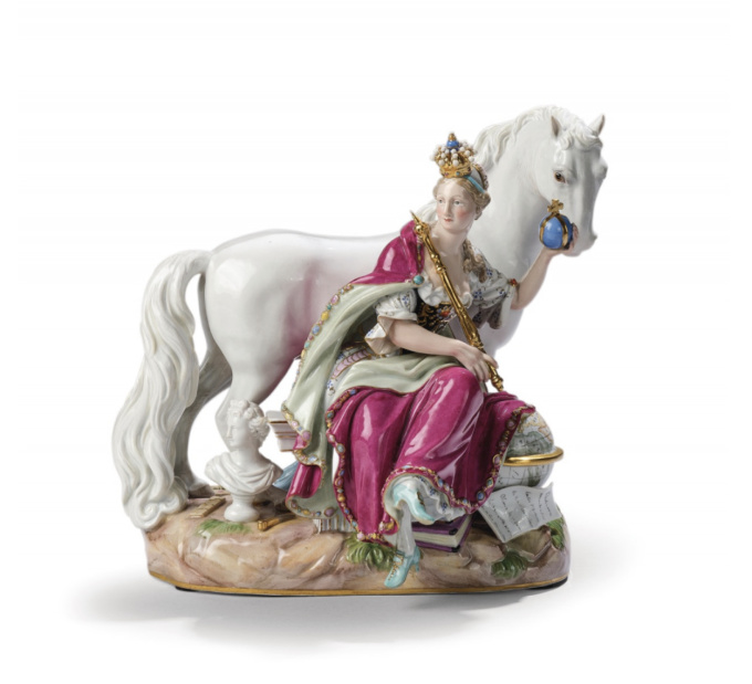 A group of four Meissen porcelain sculptures depicting the four Continents by Artiste Inconnu