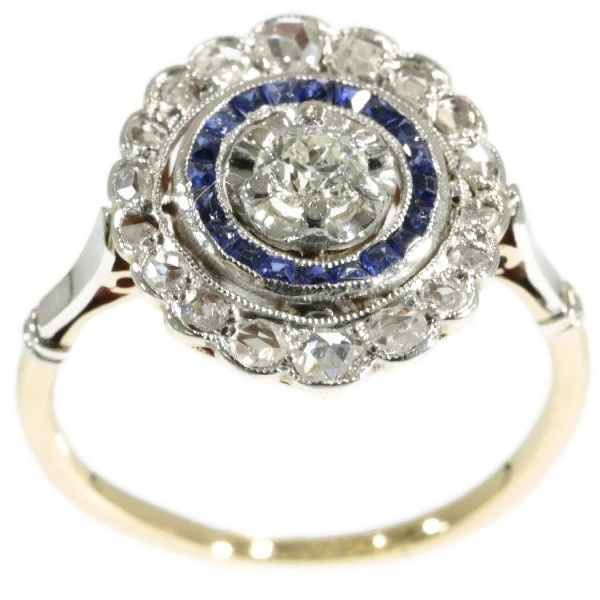 Art Deco diamond and sapphire engagement ring by Artista Desconocido
