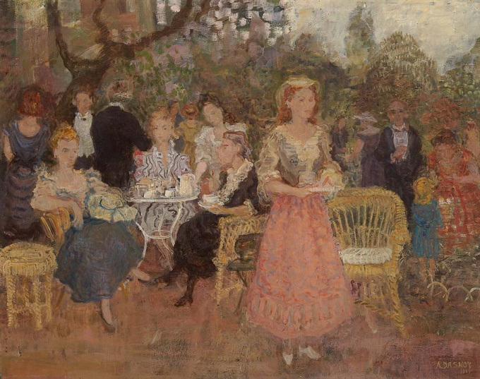 Company in the Garden by Albert Dasnoy