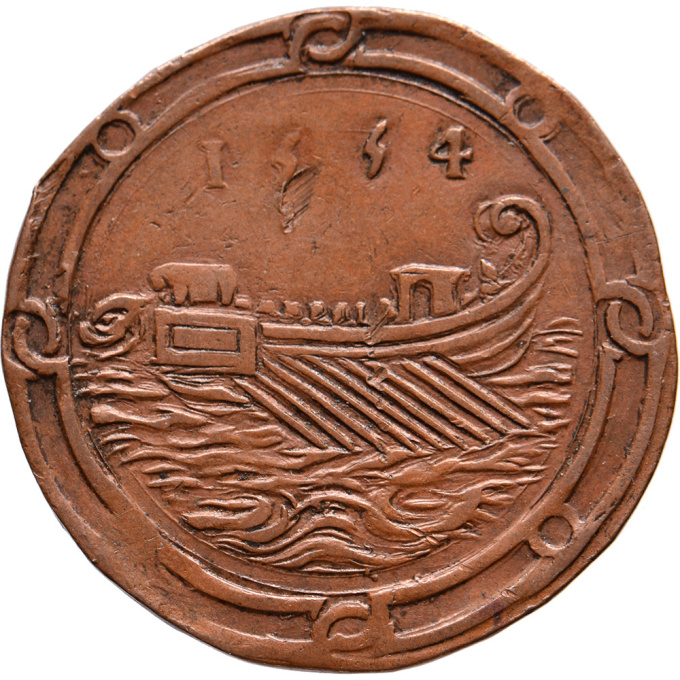 Medal from the Southern Netherlands. Departure of Philips II to England by Unknown Artist