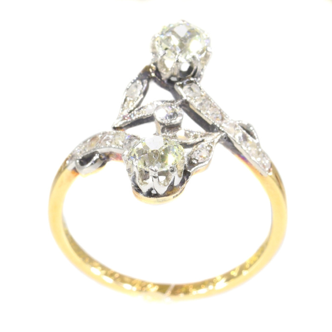 Vintage Belle Epoque diamond toi et moi engagement ring by Artista Sconosciuto