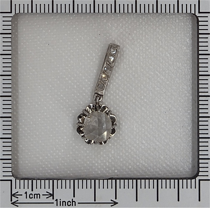 Vintage Art Deco diamond pendant with large rose cut diamond by Unknown Artist