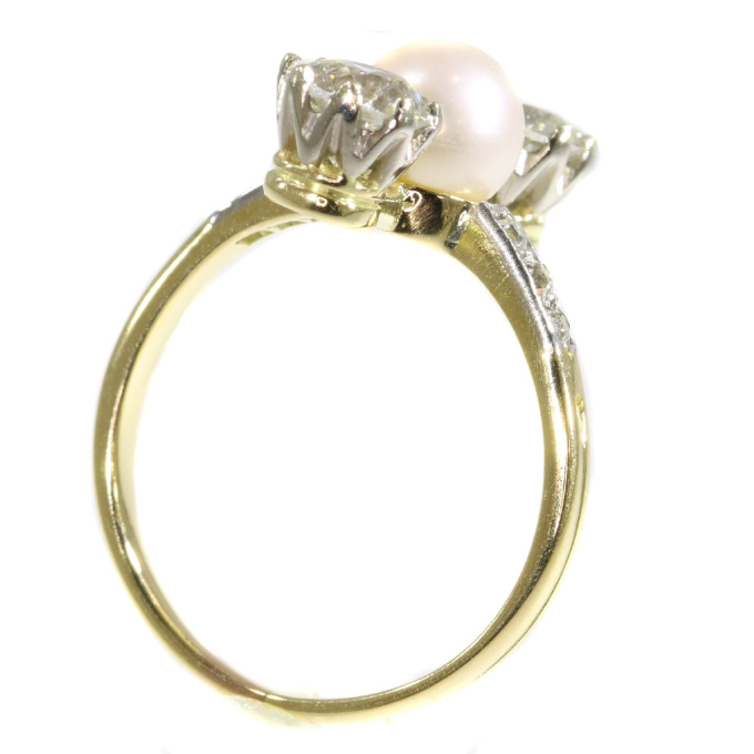 Vintage diamond and pearl engagement ring Belle Epoque period by Unknown Artist